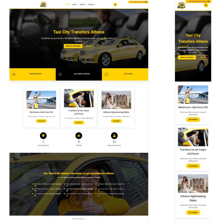 Themebook | Ιστοσελίδα για Ταξί με online Booking